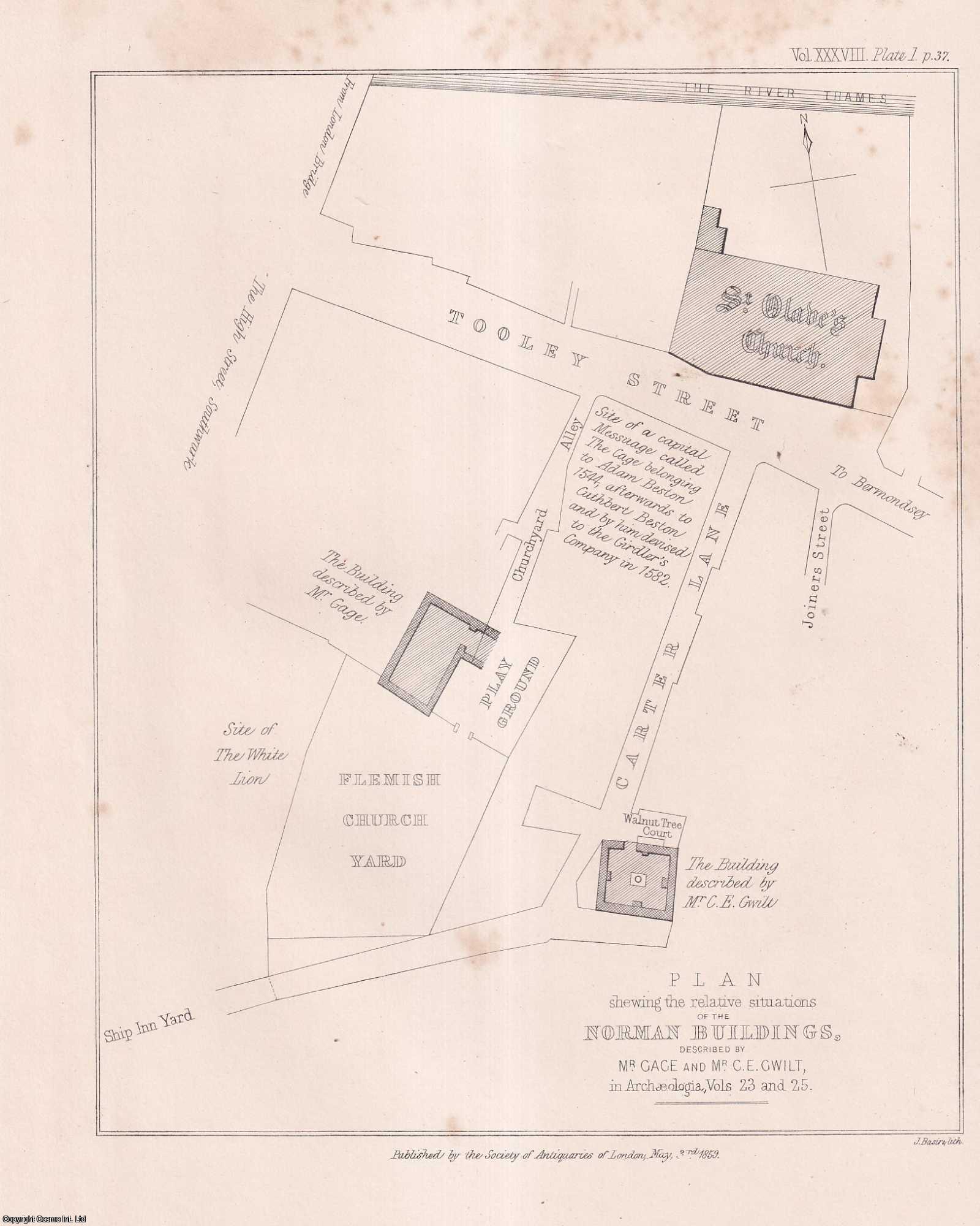 George Richard Corner, Esq., F.S.A. - Observations on the Remains of an Anglo-Norman Building in the Parish of Saint Olave, Southwark, hitherto assumed to have been the Hostelry of the Priors of Lewes, but now believed to have been the Manor House of the Earls of Warren and Surrey... An uncommon original article from the journal Archaeologia, 1860.