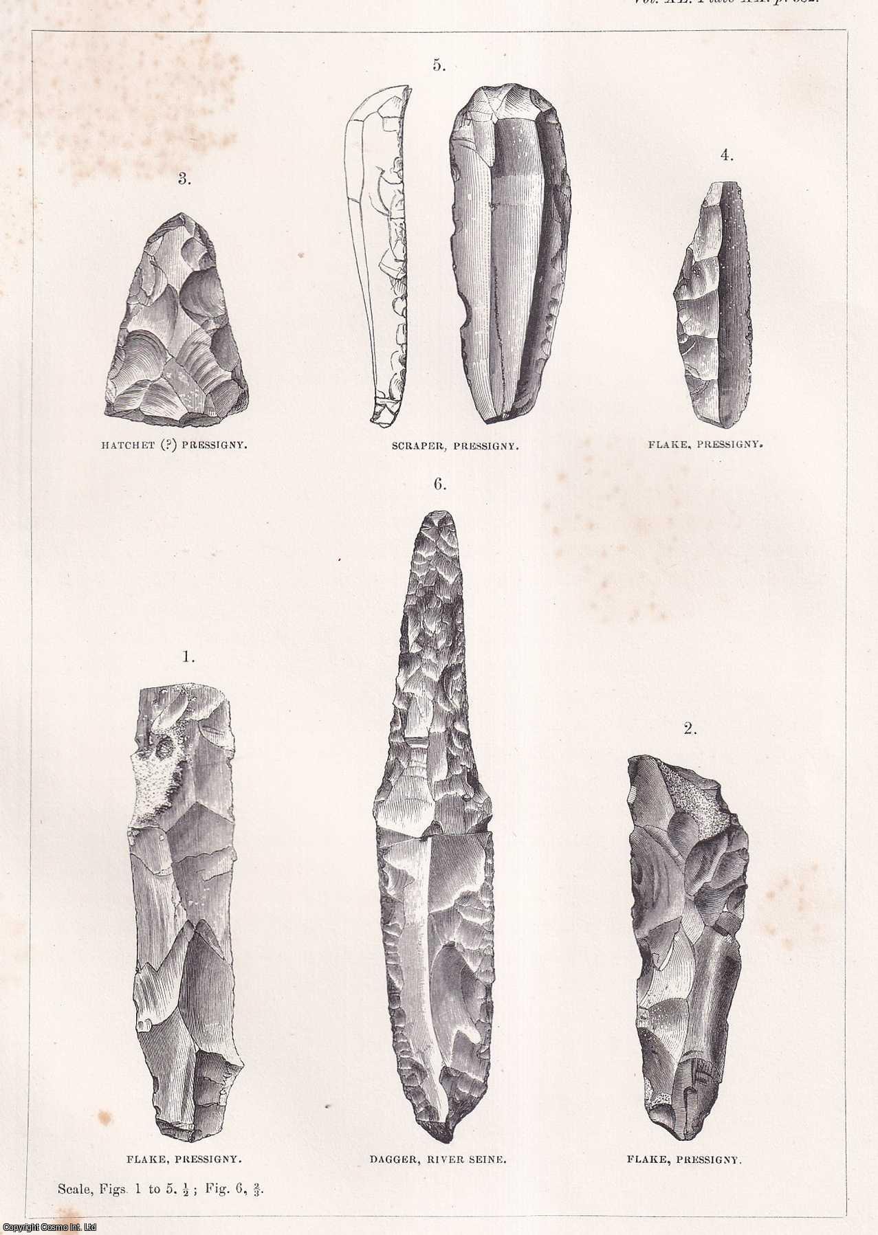 John Evans, Esq., F.R.S., F.S.A., F.G.S. - On the worked Flints of Pressigny le Grand. An uncommon original article from the journal Archaeologia, 1866.