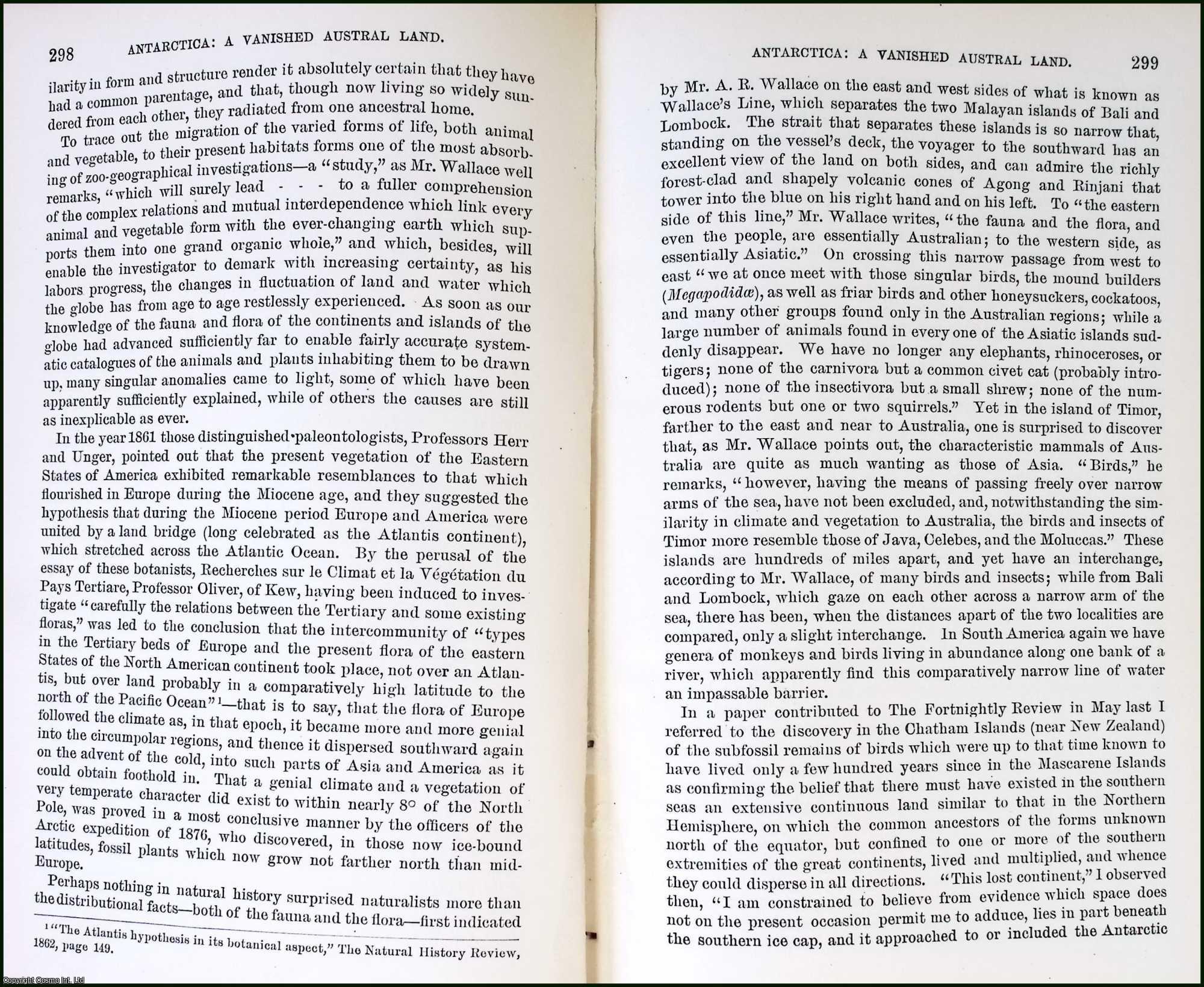 FORBES, HENRY O. - Antarctica: A Vanished Austral Land. An original article from the Report of the Smithsonian Institution, 1894.