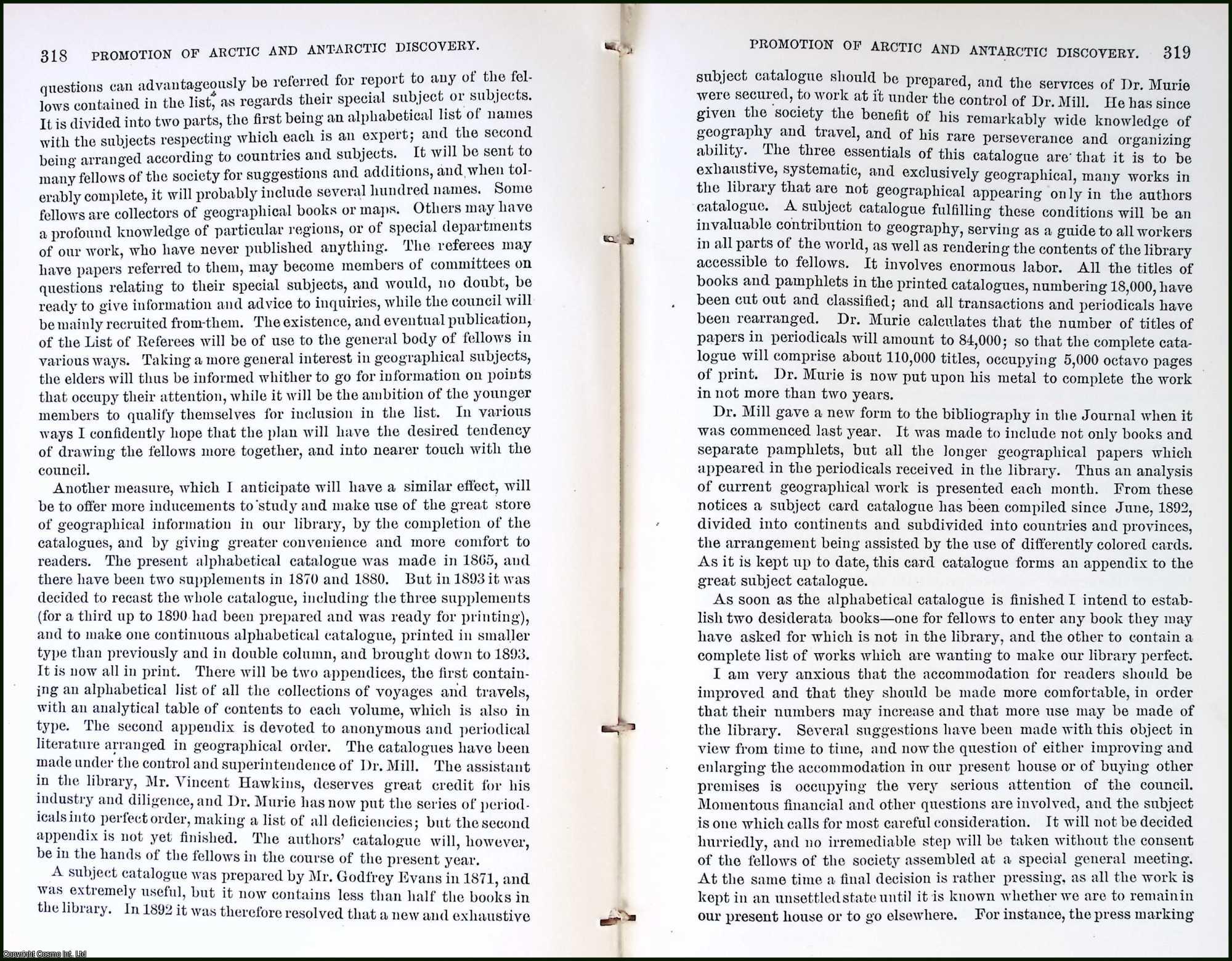 MARKHAM, CLEMENTS R. - Promotion of Further Discovery in The Arctic and Antarctic Regions. An original article from the Report of the Smithsonian Institution, 1894.