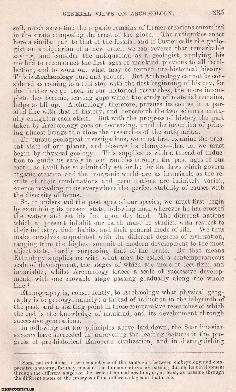 MORLOT, A. - General Views on Archeology. An original article from the Report of the Smithsonian Institution, 1860.