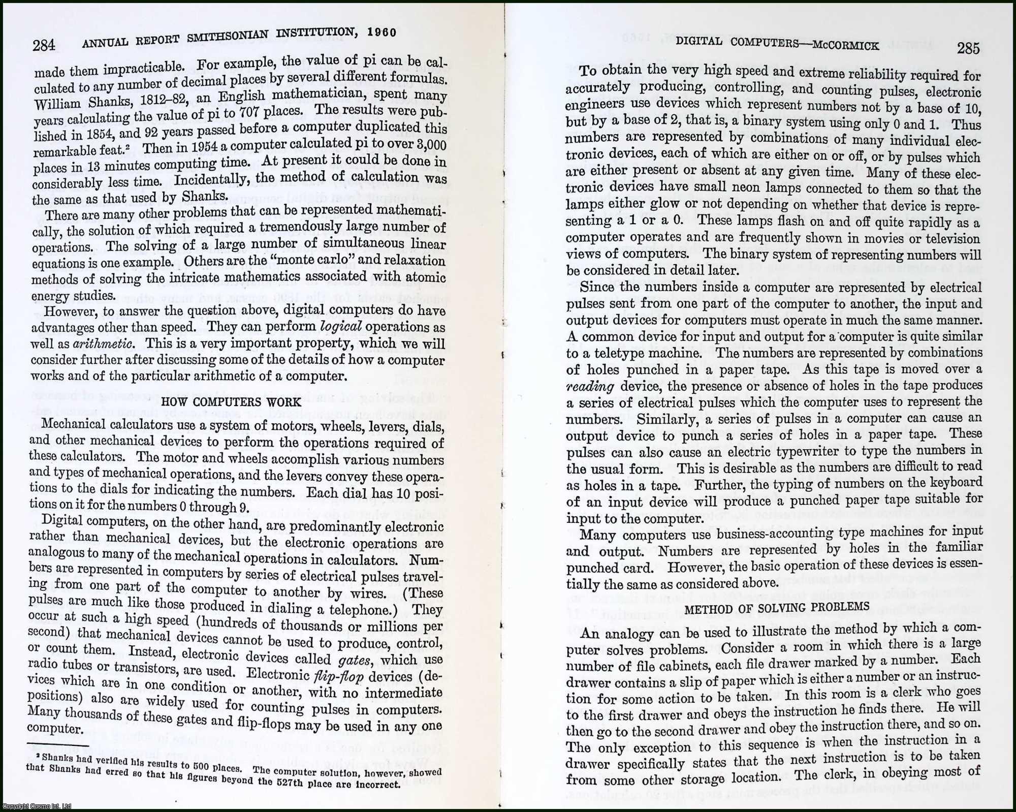 E. M. McCormick - Digital Computers: Their History, Operation and Use. An original article from the Report of the Smithsonian Institution, 1960.