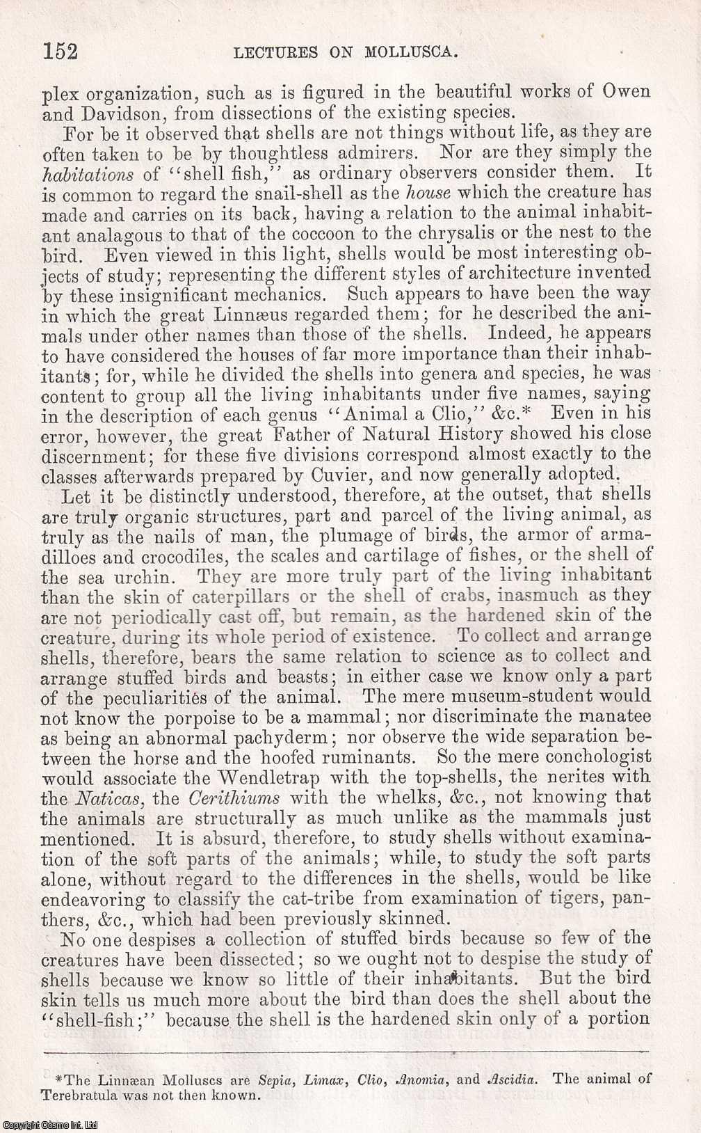 CARPENTER, PHILIP P. - Mollusca or Shell-Fish and their Allies. An original article from the Report of the Smithsonian Institution, 1860.