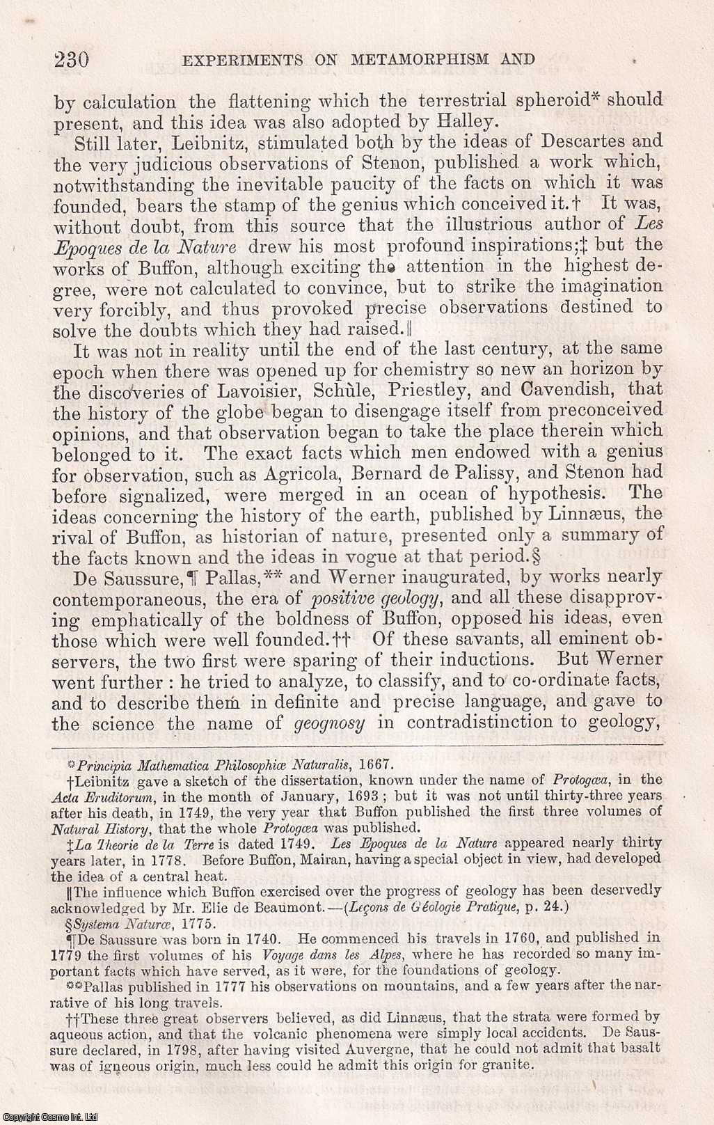 DAUBREE, M. - Synthetical studies and experiments on Metamorphism: On The Formation of Crystalline Rocks. An original article from the Report of the Smithsonian Institution, 1861.