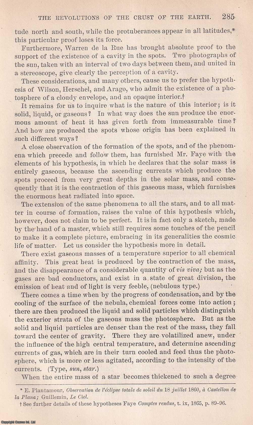 PILAR, GEORGE - The Revolutions of The Crust of The Earth. An original article from the Report of the Smithsonian Institution, 1876.