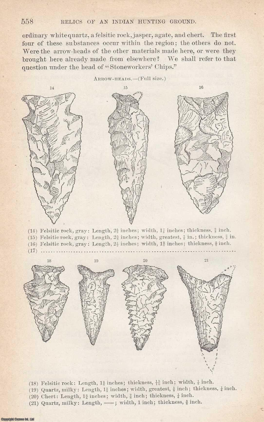 WANNER, ATREUS - Relics of an Indian Hunting Ground, in York County, Pa. An original article from the Report of the Smithsonian Institution, 1892.