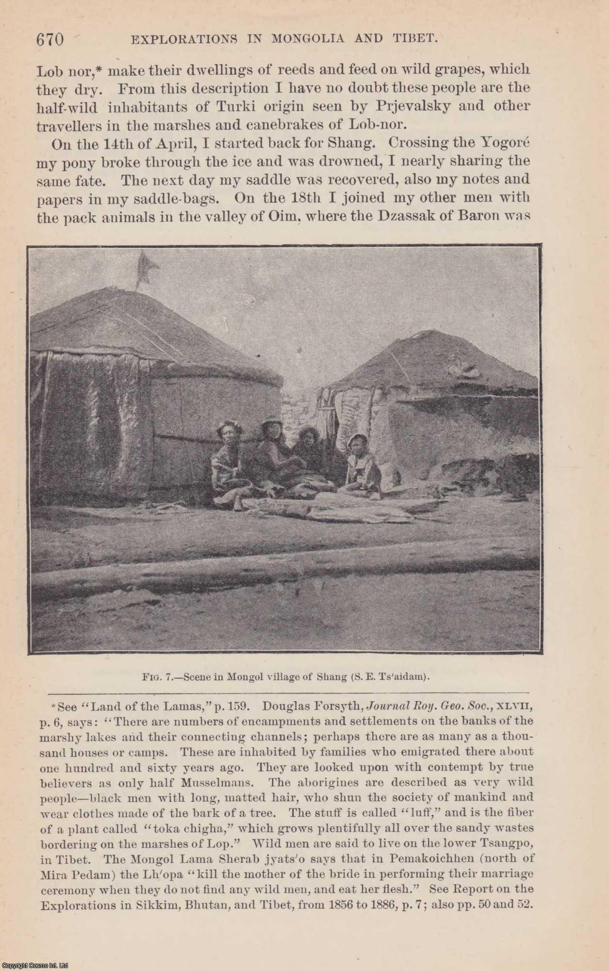 ROCKHILL, W. WOODVILLE - Explorations in Mongolia and Tibet. An original article from the Report of the Smithsonian Institution, 1892.