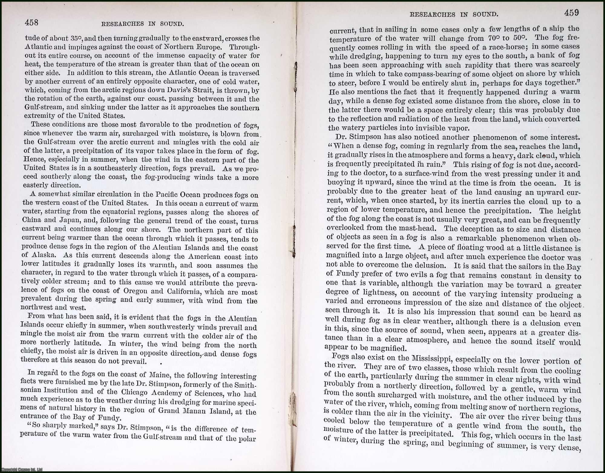 LIGHT HOUSE BOARD - Fog: Researches in Sound. An original article from the Report of the Smithsonian Institution, 1878.