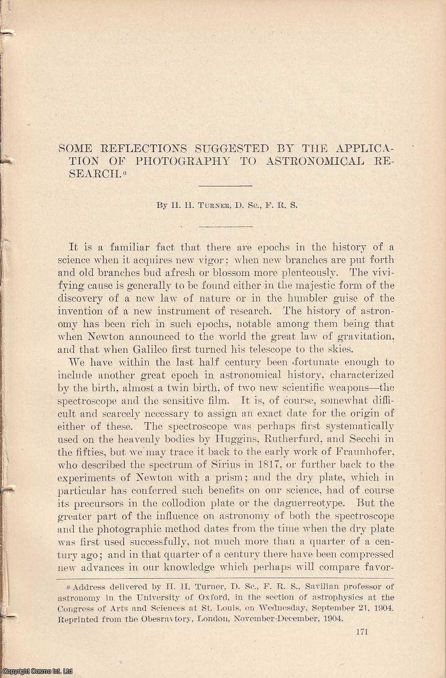 H. H. Turner - Application of Photography to Astronomical Research. An original article from the Report of the Smithsonian Institution, 1904.