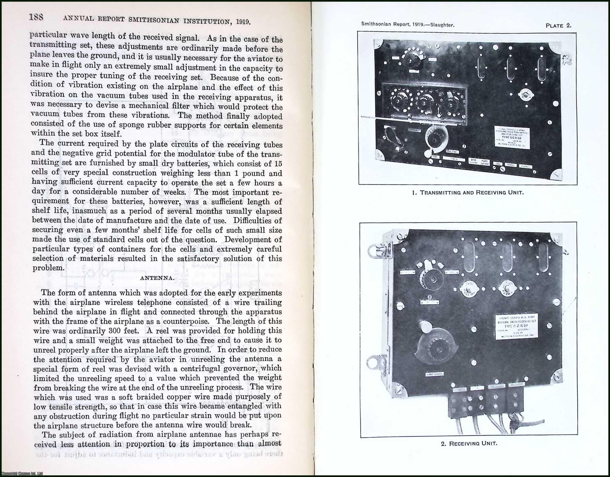 SLAUGHTER, N.H. - Wireless Telephony. An original article from the Report of the Smithsonian Institution, 1919.