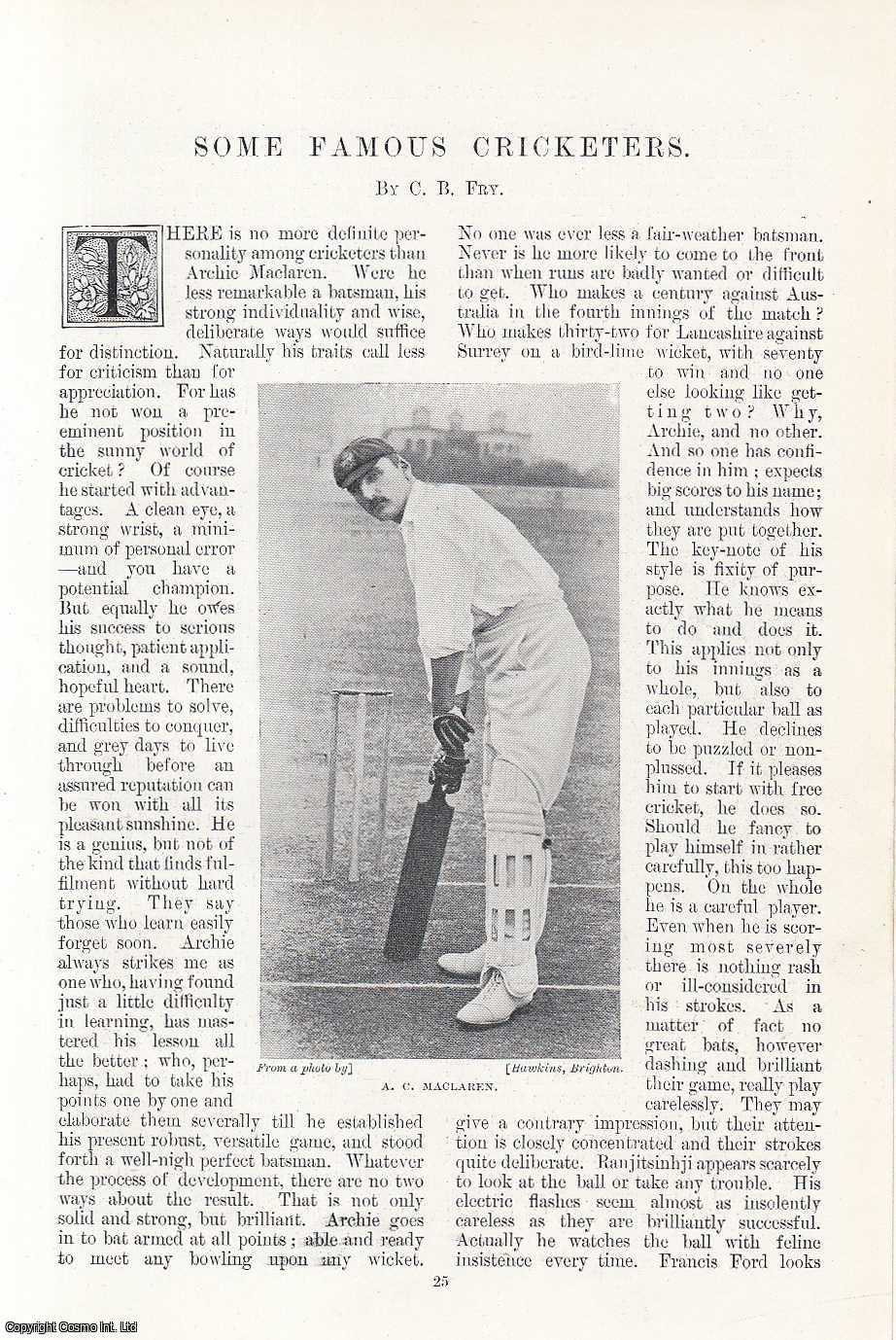 C.B. Fry - A.C. Maclaren ; C.B. Fry ; J. Briggs ; P.F. Warner & more : Some Famous Cricketers. An original article from the Windsor Magazine, 1898.