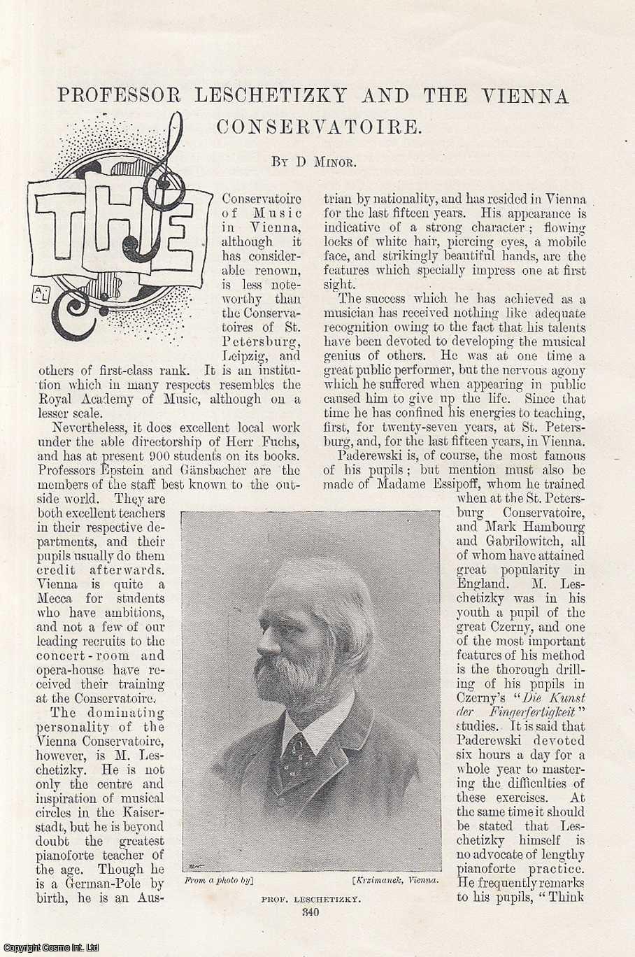 D. Minor - Professor Leschetizky and The Vienna Conservatoire of Music. An original article from the Windsor Magazine, 1898.