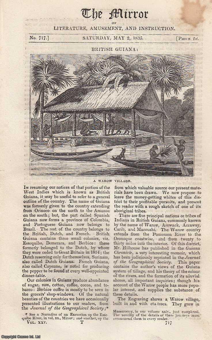 THE MIRROR - British Guiana. A complete rare weekly issue of the Mirror of Literature, Amusement, and Instruction, 1835.