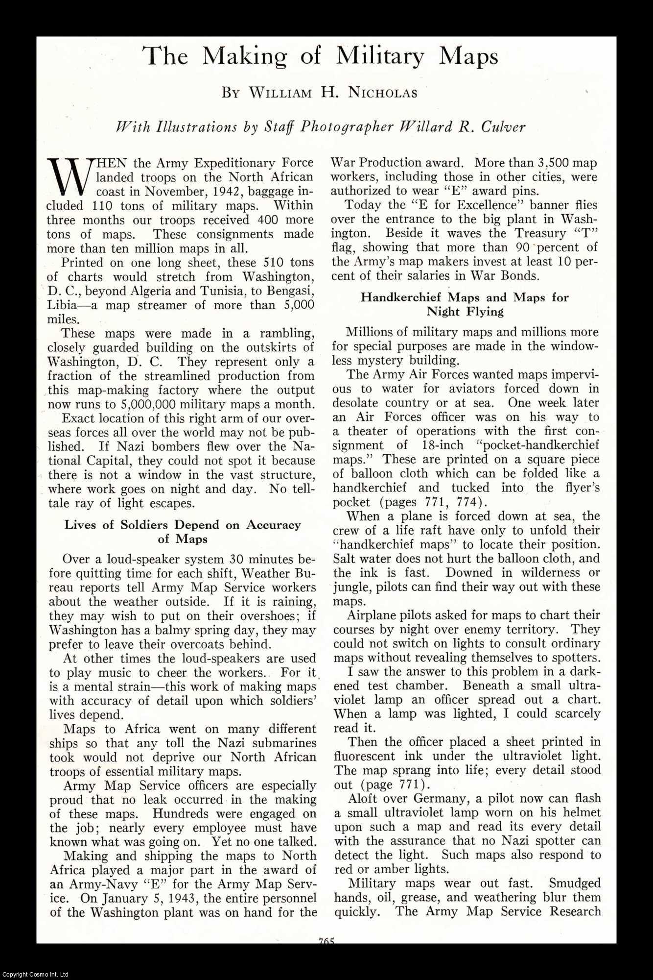Willam H. Nicholas - The Making of Military Maps. An original article from the National Geographic Magazine, 1943.