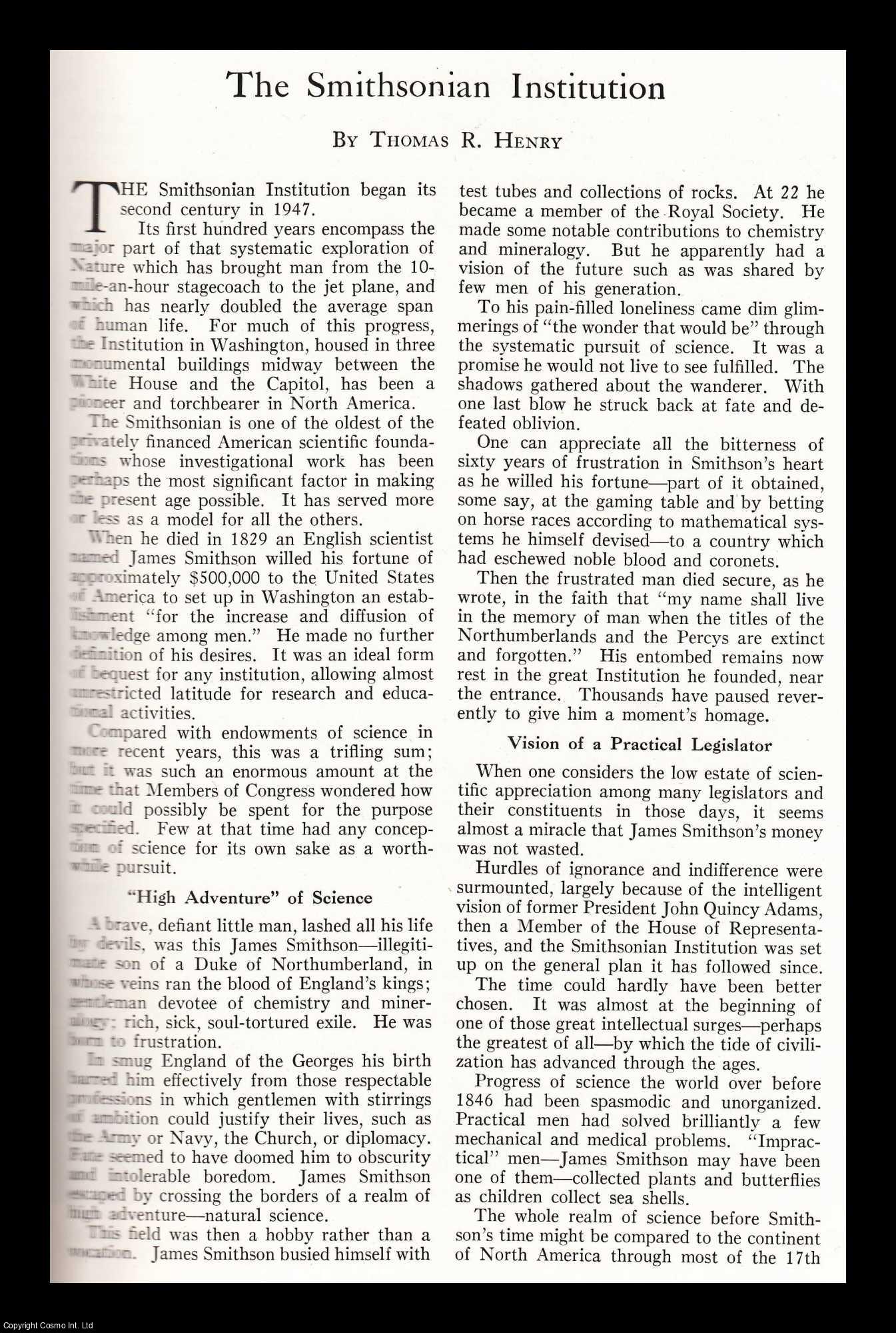 HENRY, THOMAS R. - The Smithsonian Institution. An original article from the National Geographic Magazine, 1948.