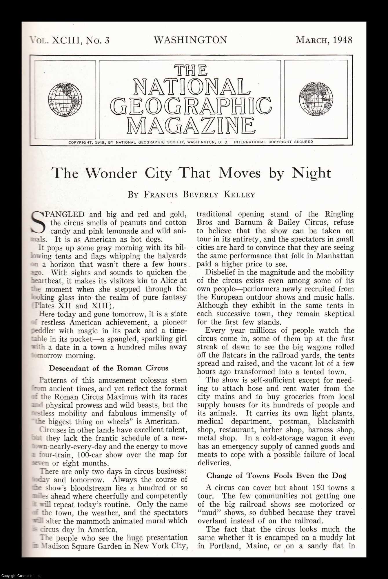 KELLEY, FRANCIS BEVERLY - The Wonder City That Moves by Night. An original article from the National Geographic Magazine, 1948.