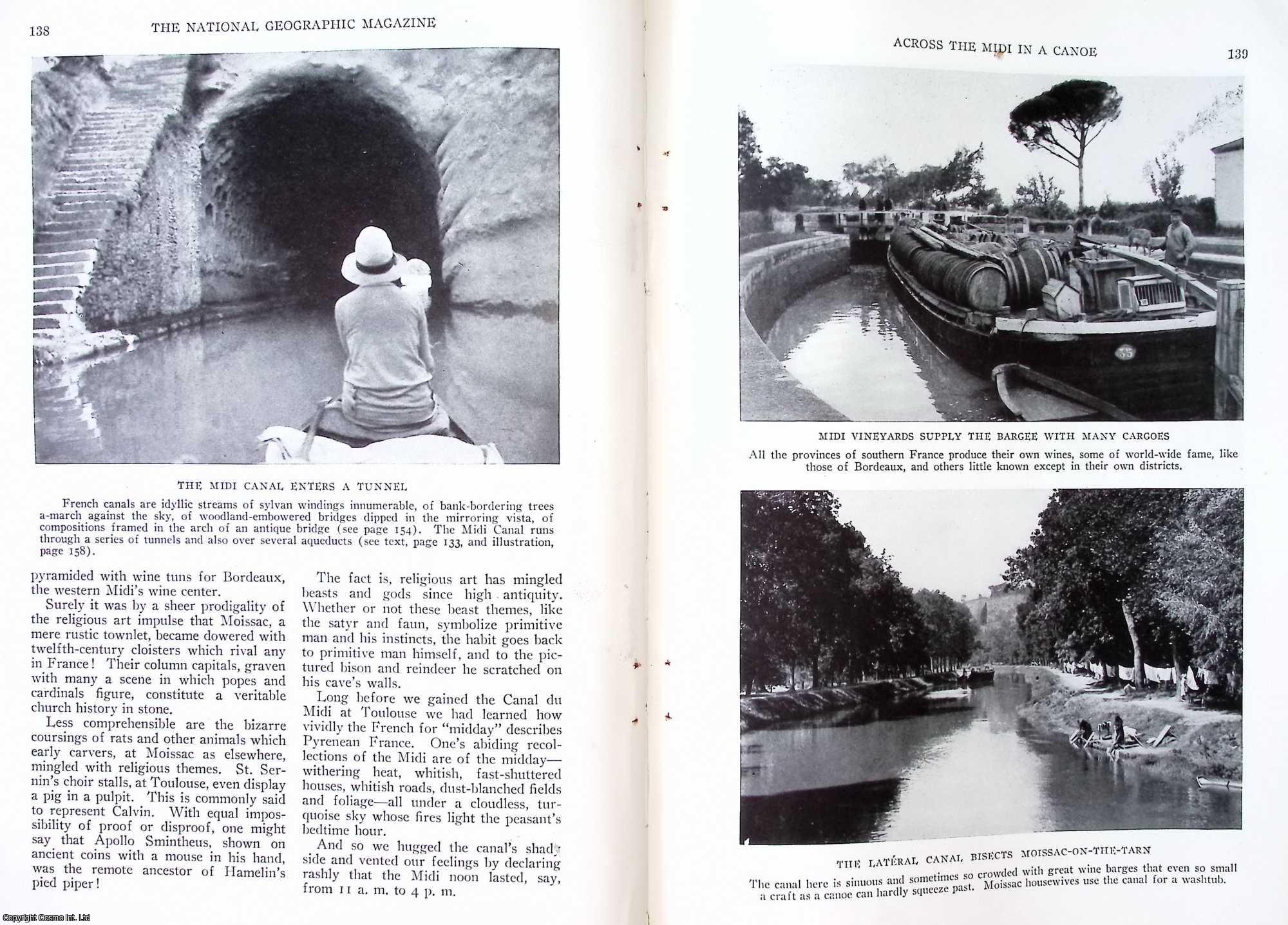 CHATER, MELVILLE - Across The Midi in a Canoe: Two Americans Paddle Along The Canals of Southern France from The Atlantic to The Mediterranean. An original article from the National Geographic Magazine, 1927.