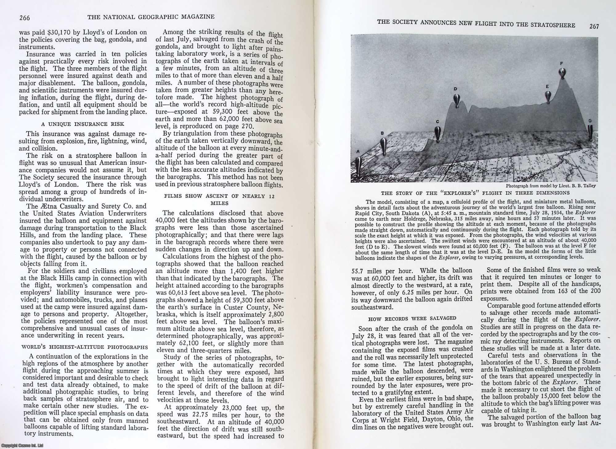 Gilbert Grosvenor - The Society Announces New Flight into The Stratosphere. An original article from the National Geographic Magazine, 1935.