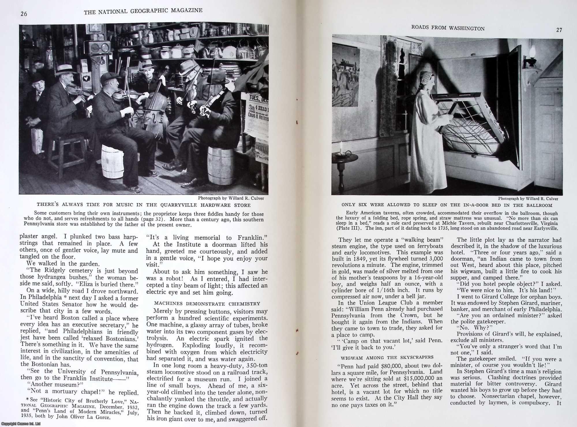 PATRIC, JOHN - Roads from Washington. An original article from the National Geographic Magazine, 1938.