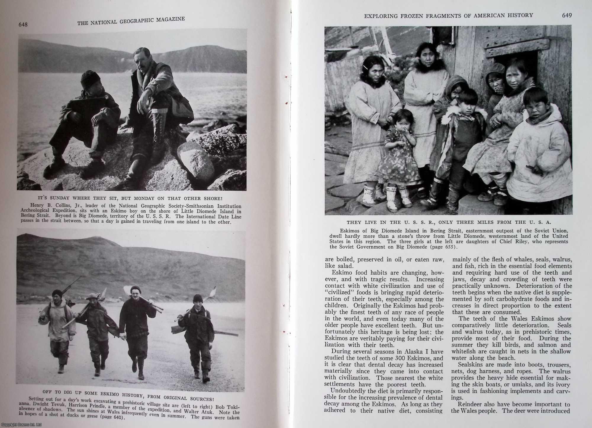 Henry B. Collins, JR. - On the Trail of Early Eskimo Colonists who Made a 55-Mile Crossing from the Old World to the New : Exploring Frozen Fragments of American History. An original article from the National Geographic Magazine, 1939.