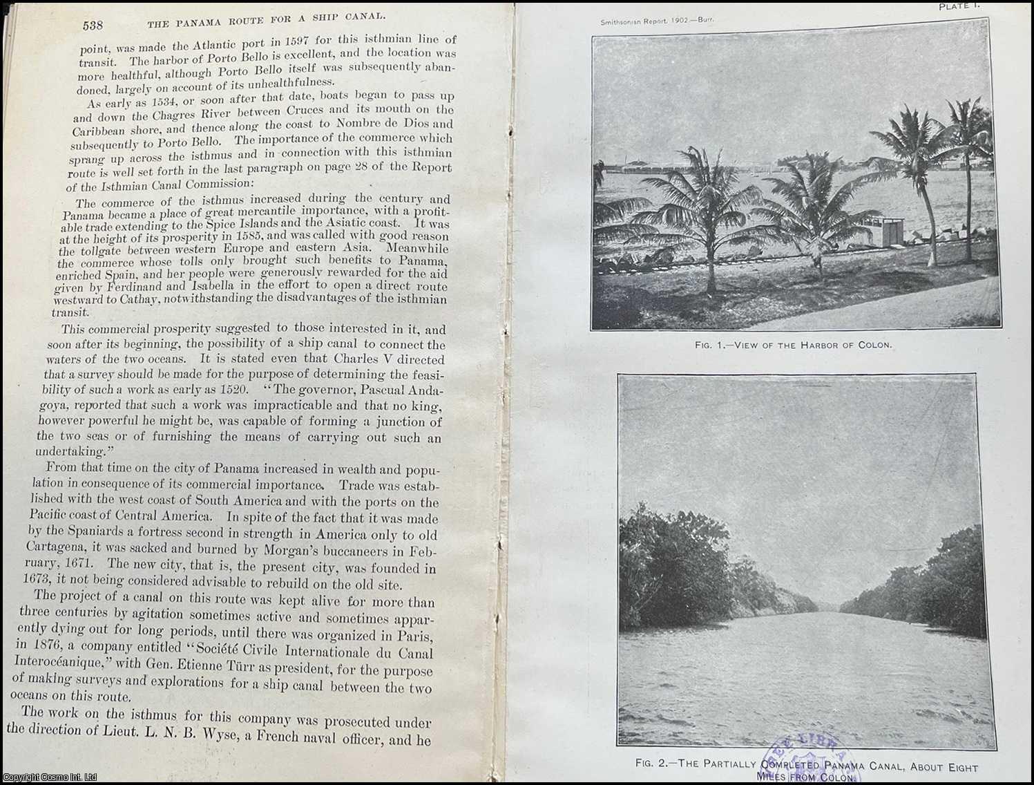 PANAMA CANAL - The Panama Route for a Ship Canal. By William H. Burr. An original article from the Report of the Smithsonian Institution, 1902.