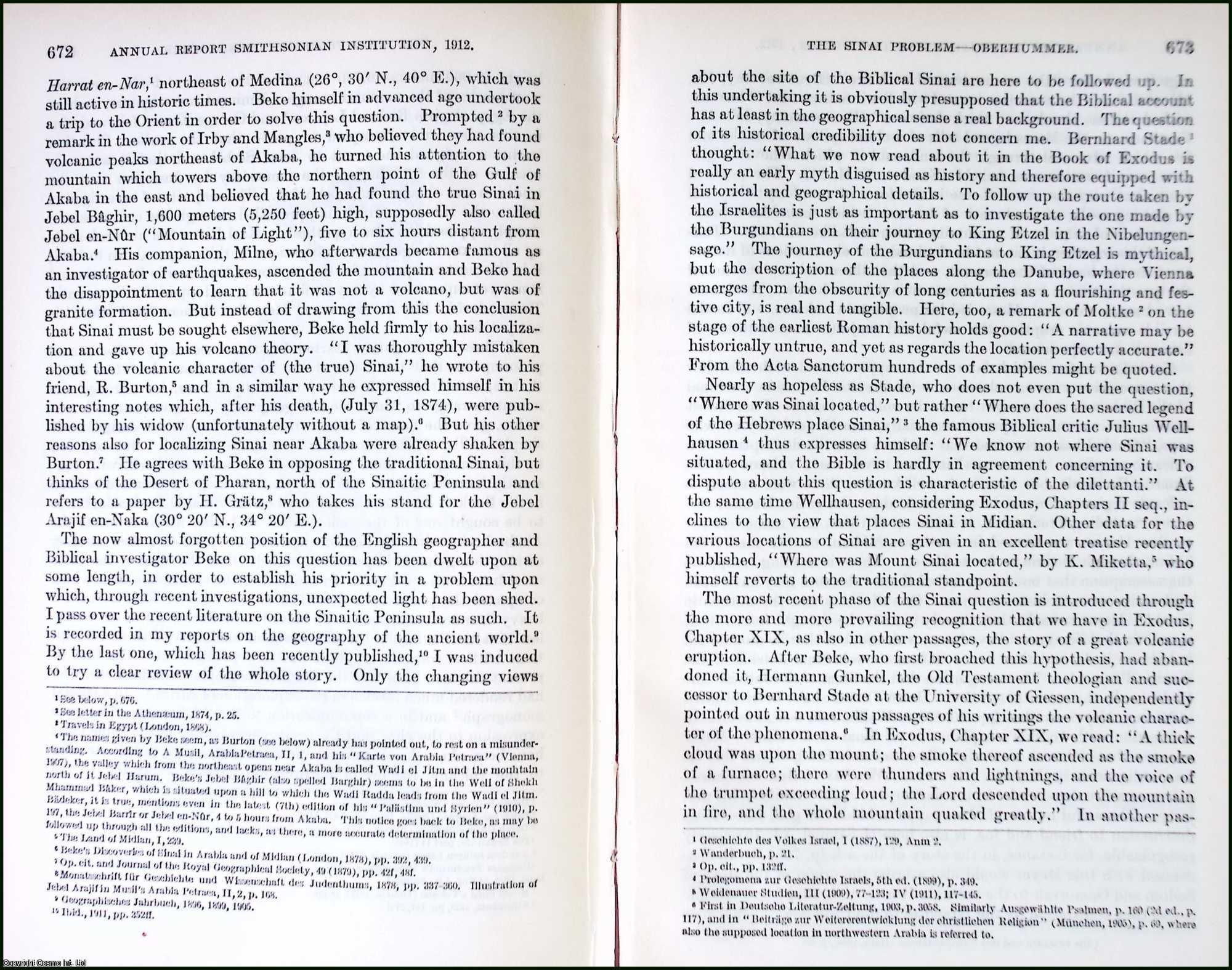 OBERHUMMER, PROF. DR. E. - The Sinai Problem. An original article from the Report of the Smithsonian Institution, 1912.