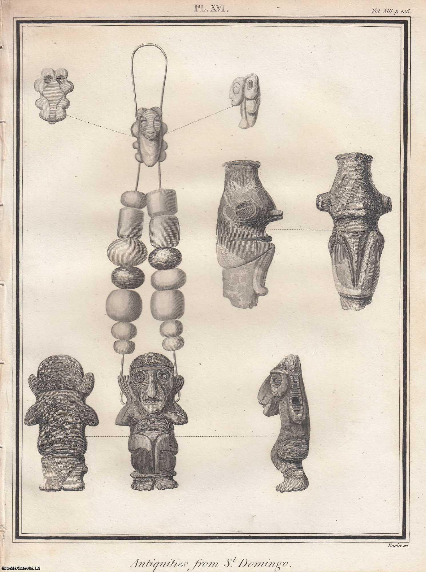 No Author Stated - Antiquities from St. Domingo. 1800. A single page print, 8 x 11 inches. Published by Archaeologia, or Miscellaneous Tracts relating to Antiquity. 1800.