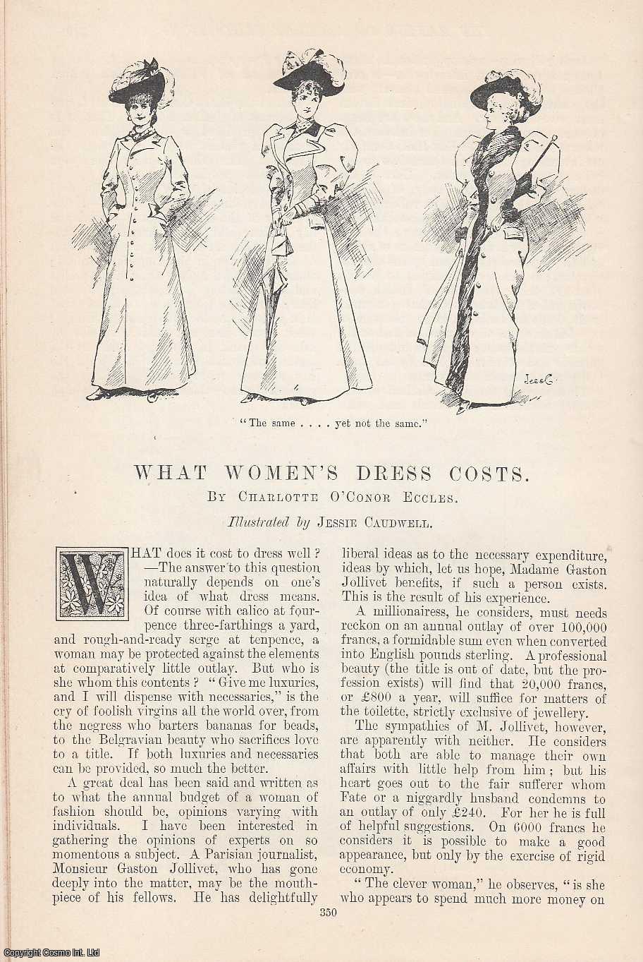 Charlotte O'Conor Eccles - What Women's Dress Costs. Illustrated by Jessie Caudwell. An original article from the Windsor Magazine, 1895.