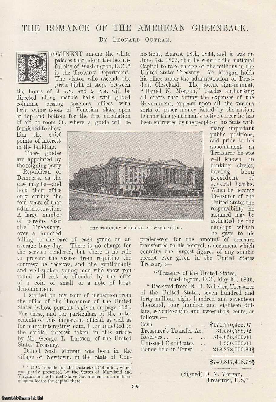 OUTRAM, LEONARD - The Romance of The American Greenback. U.S. Currency. An original article from the Windsor Magazine, 1895.
