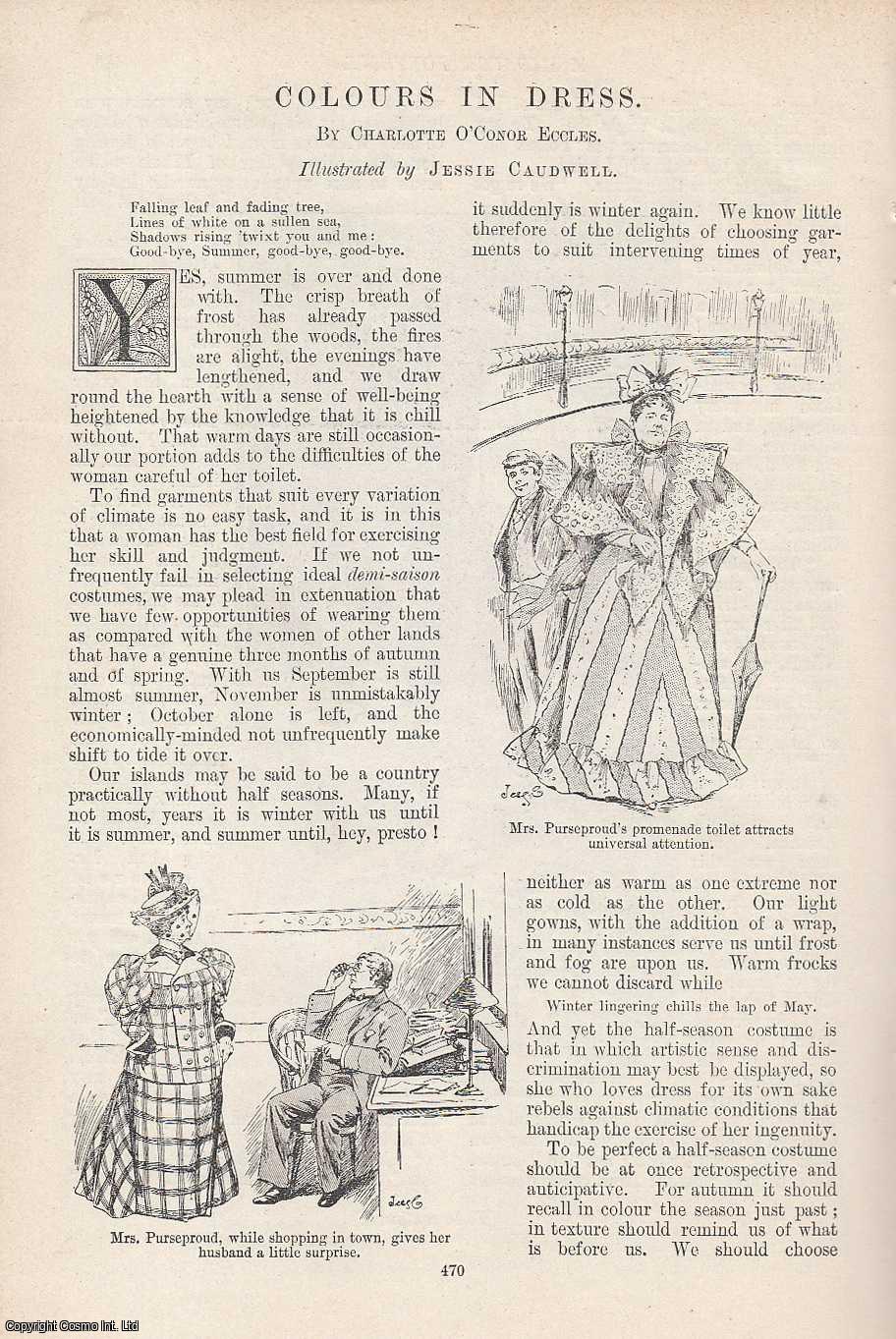 ECCLES, CHARLOTTE O'CONOR - Colours in Dress. Illustrated by Jessie Caudwell. An original article from the Windsor Magazine, 1895.