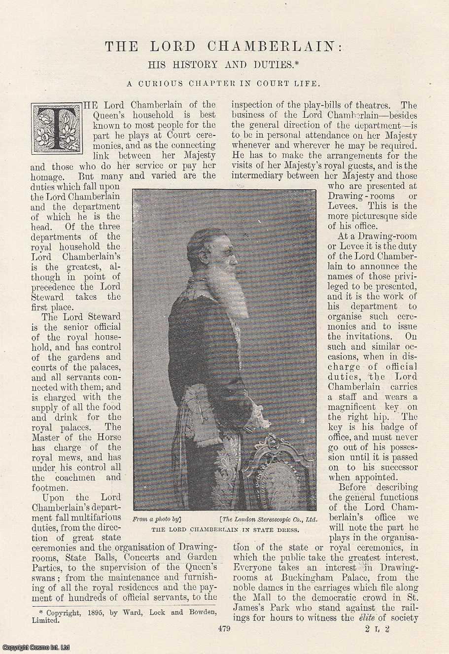 --- - The Lord Chamberlain: His History and Duties. A Curious Chapter in Court Life. Illustrated by T. S. C. Crowther and J. Ayton Symington. An original article from the Windsor Magazine, 1895.
