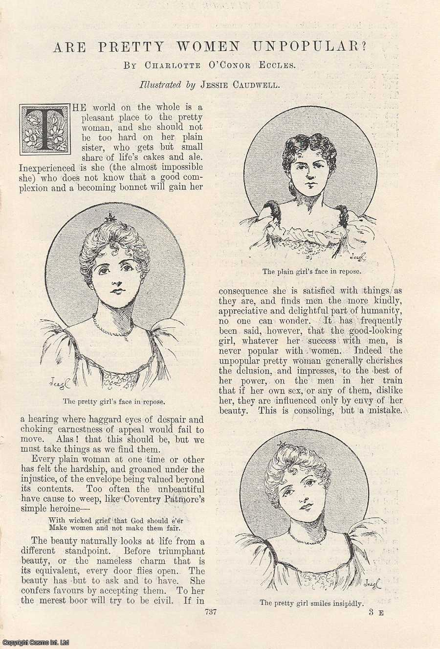 Charlotte O'Conor Eccles - Are Pretty Women Unpopular? Illustrated by Jessie Caudwell. An original article from the Windsor Magazine, 1895.
