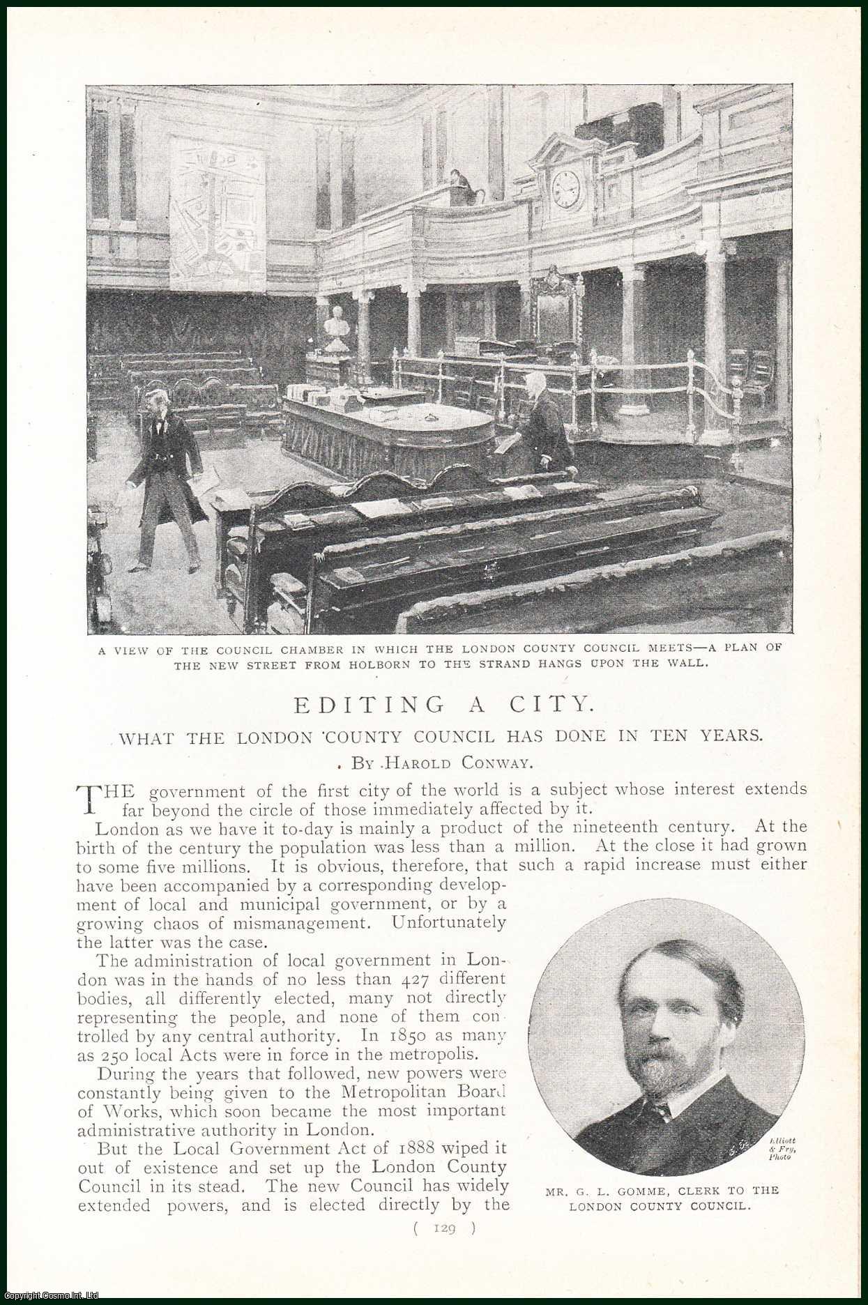 Harold Conway - What The London County Council Has Done in 10 Years : Editing A City. An uncommon original article from the Harmsworth London Magazine, 1901.