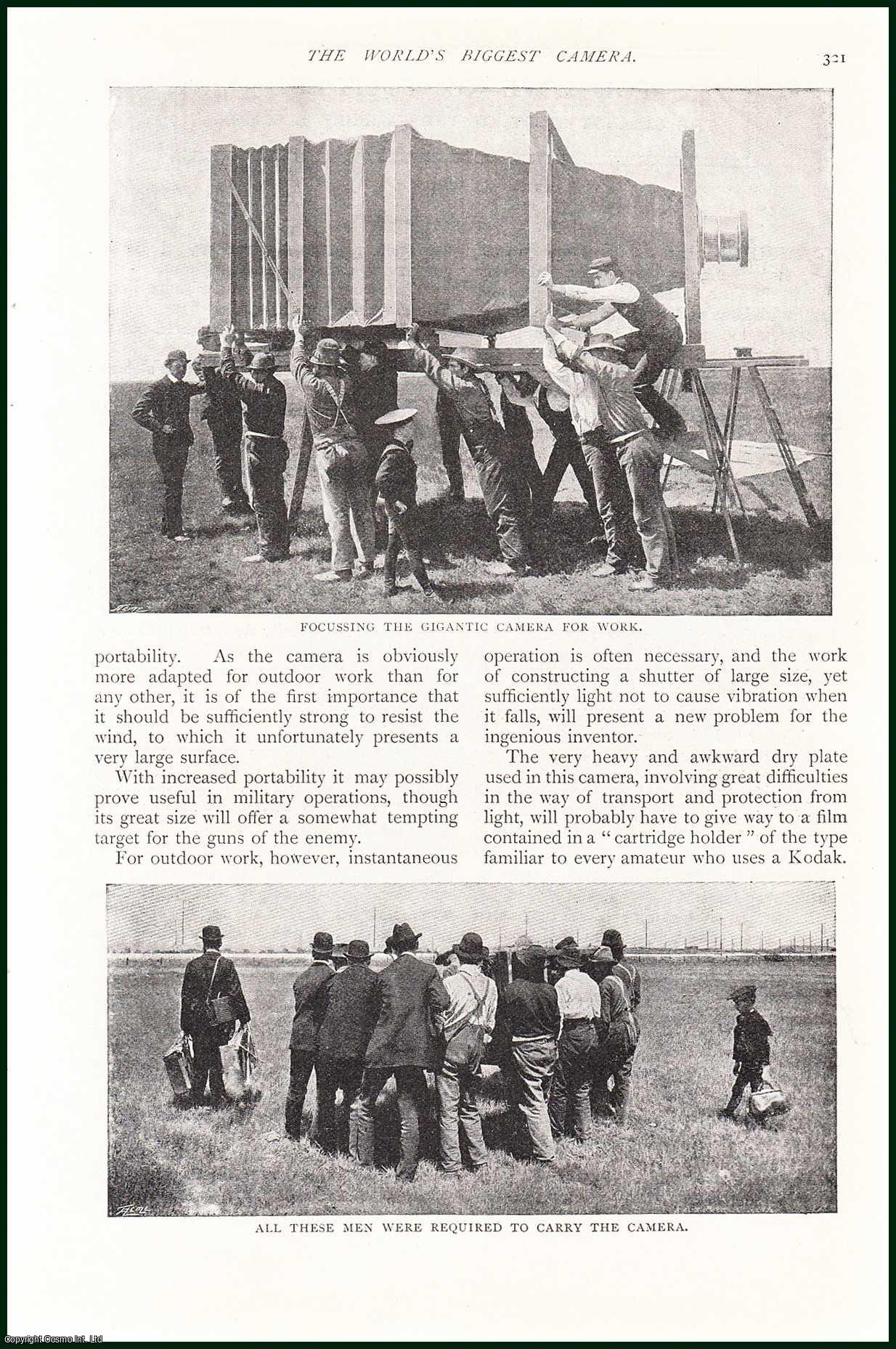 ELTON, STEPHEN - The World's Biggest Camera. How Photographs Eight Feet Wide are Taken. A rare original article from the Harmsworth London Magazine, 1901.