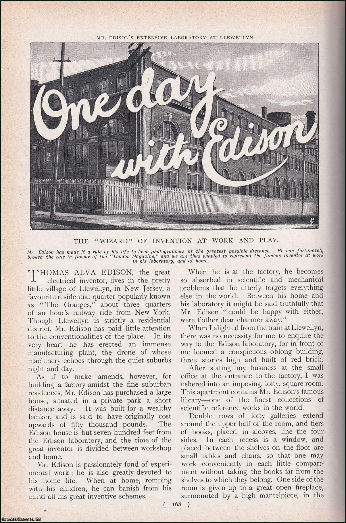 W.B. Northrop - One Day with Thomas Alva Edison : the Wizard of Invention at Work and Play. An uncommon original article from the Harmsworth London Magazine, 1902.