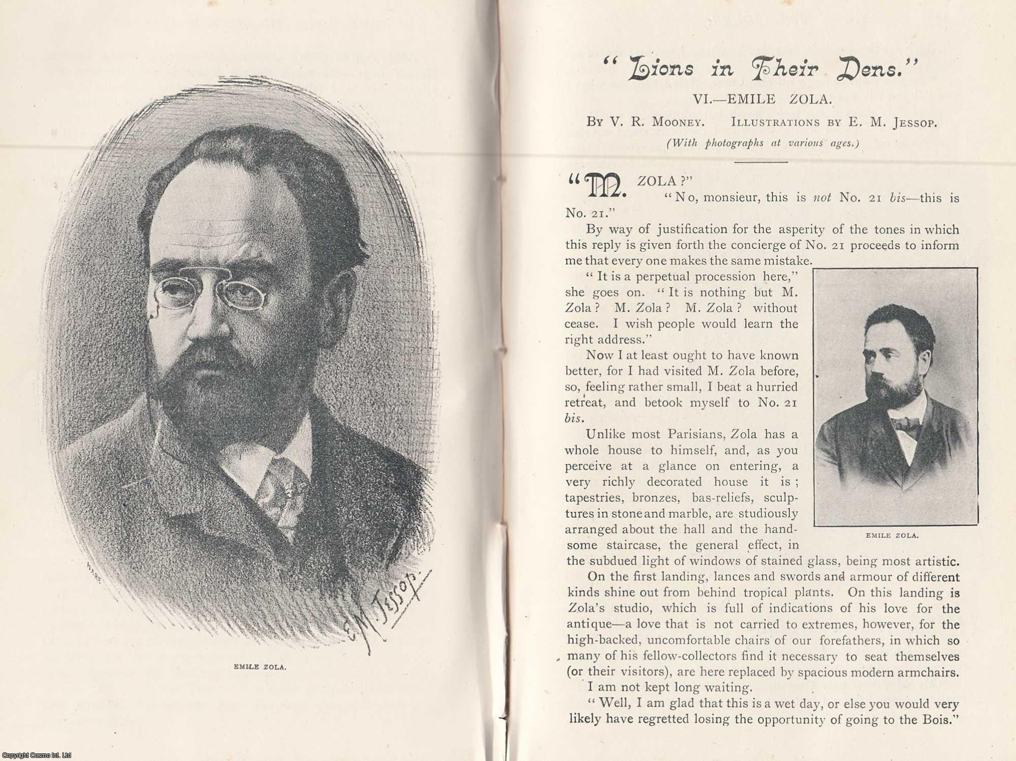 MOONEY, V. R. - Lions In Their Dens. Emile Zola. A rare original article from the Idler Magazine, 1893.