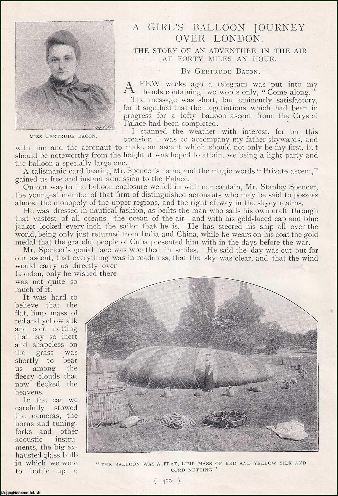 BACON, GERTRUDE - A Girl's Balloon Journey Over London. The Story of an Adventure in the Air at Forty Miles an Hour. A rare original article from the Harmsworth London Magazine, 1898-99.
