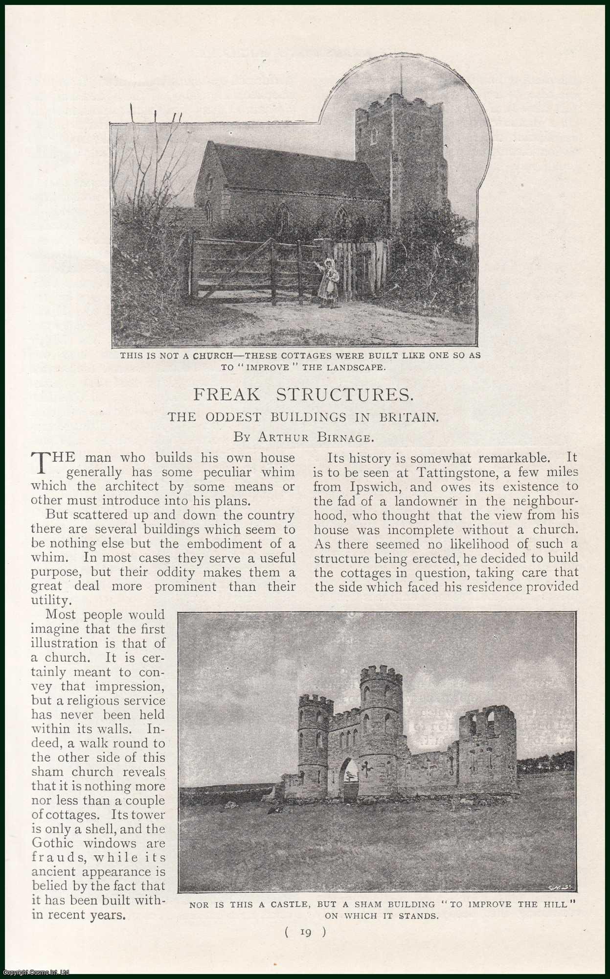 Arthur Birnage - Freak Structures. The Oddest Buildings in Britain. An uncommon original article from the Harmsworth London Magazine, 1899.