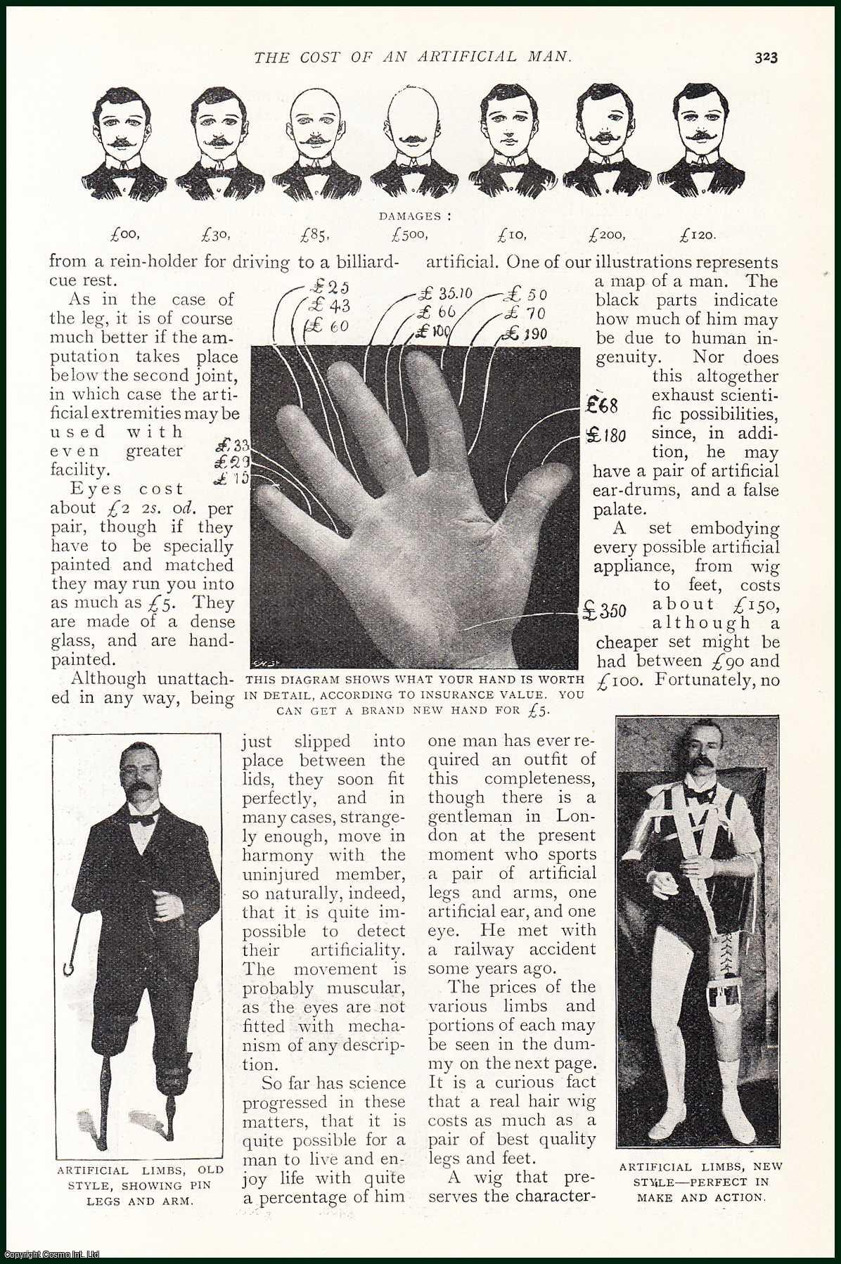 MACDONALD, GAVIN - The Cost Of An Artificial Man. What a Man-Mender Can Do for You. {Prosthetics]. A rare original article from the Harmsworth London Magazine, 1899.