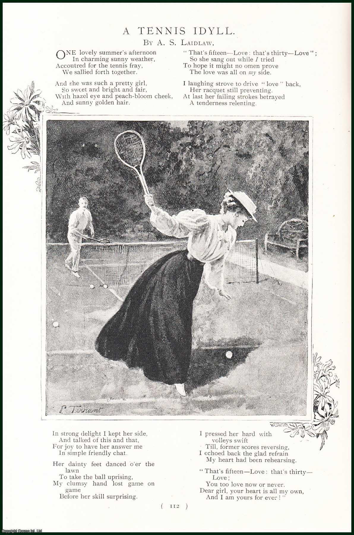 LAIDLAW, A.S. - A Tennis Idyll. A 1 Page Illustrated Poem. A rare original article from the Harmsworth London Magazine, 1900.