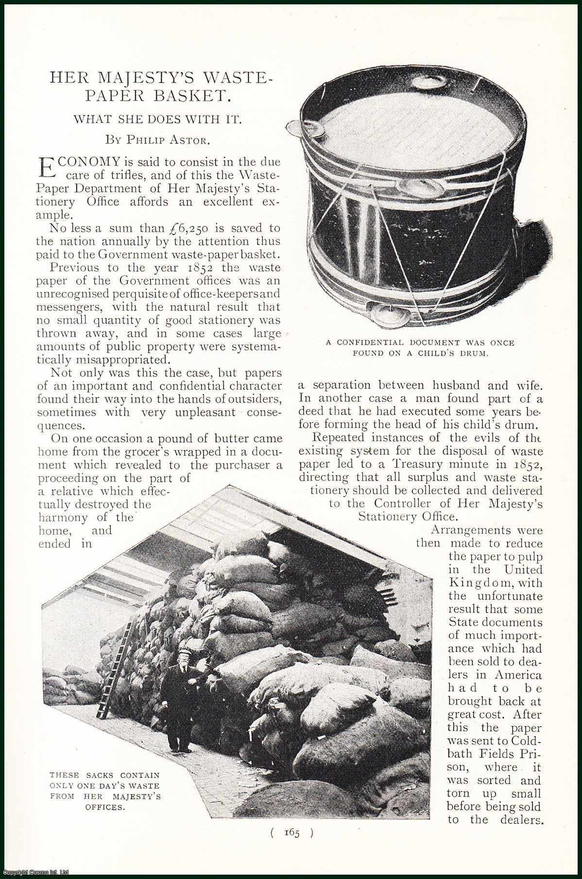 Philip Astor - Her Majesty's Waste Paper Basket. What She Does With It. An uncommon original article from the Harmsworth London Magazine, 1900.