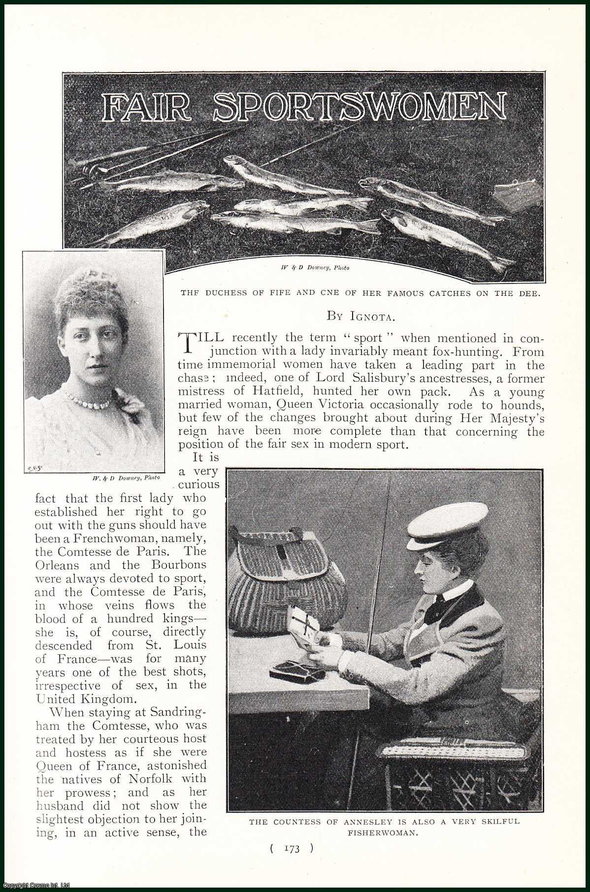 IGNOTA, --- - Fair Sportswomen. [Hunting, Fishing by Famous Women] A rare original article from the Harmsworth London Magazine, 1900.