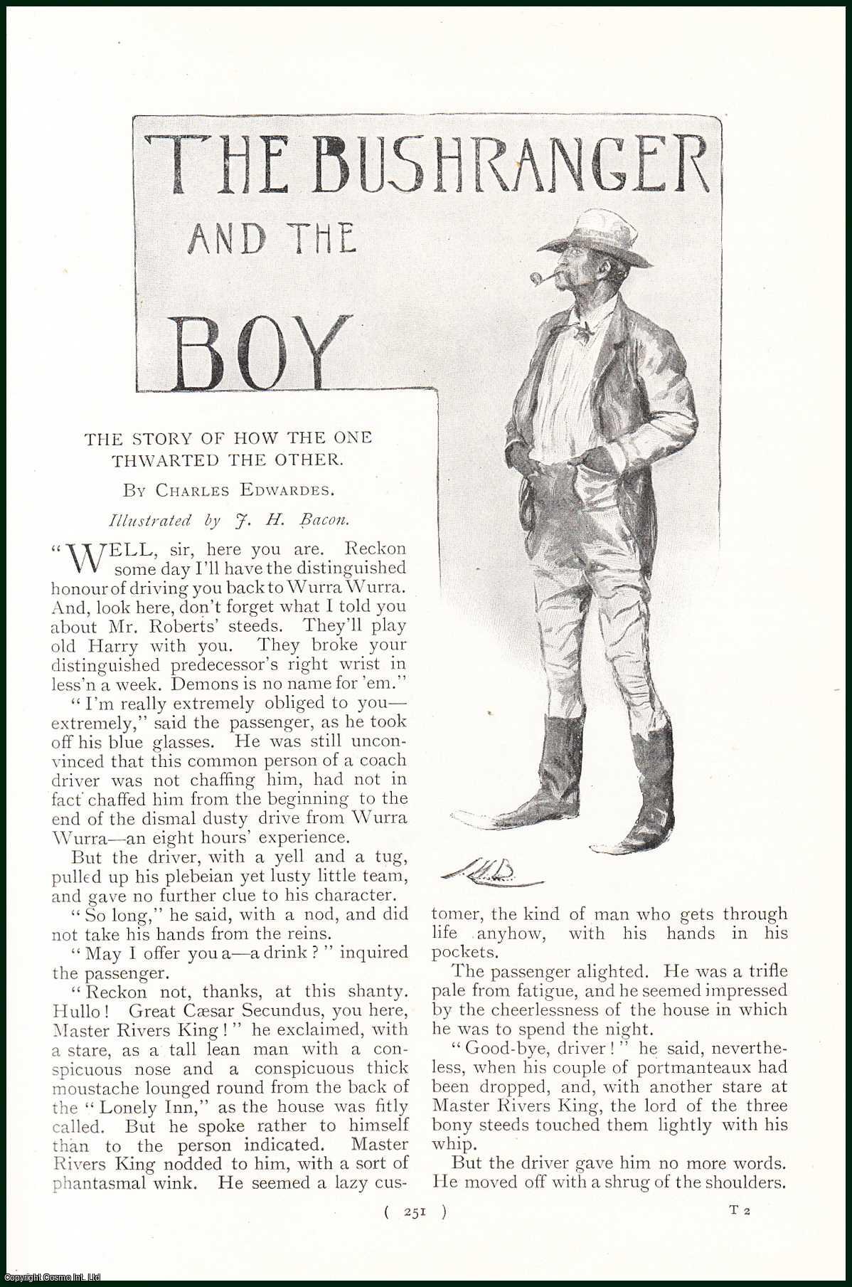 Charles Edwards, illustrated by J.H. Bacon. - The Bushranger and the Boy. The Story of How the One Thwarted the Other. An uncommon original article from the Harmsworth London Magazine, 1900.