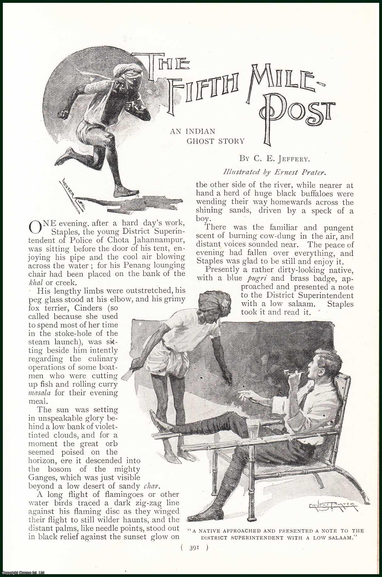JEFFERY, C.E. - The Fifth Mile Post. An Indian Ghost Story. A rare original article from the Harmsworth London Magazine, 1900.