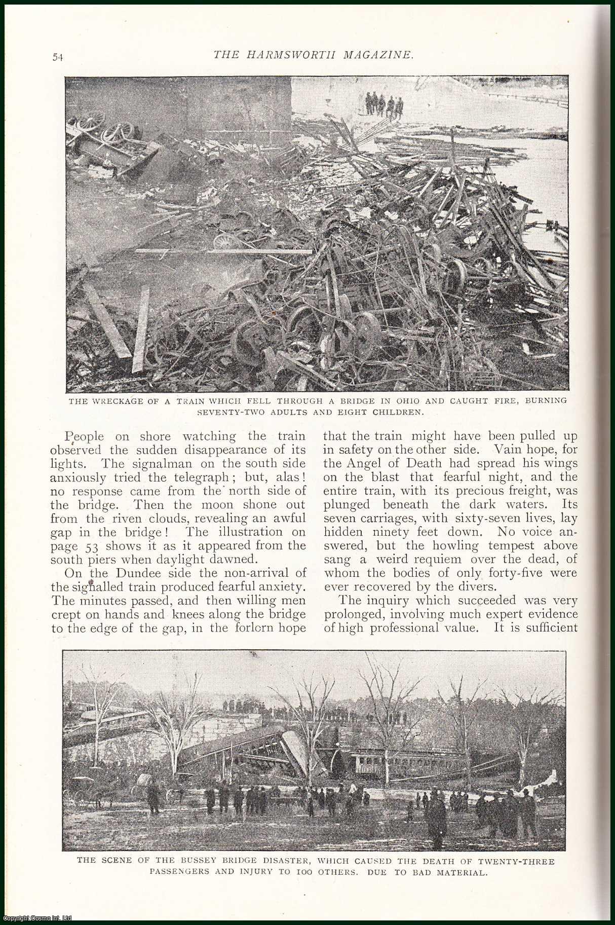 HORNER, J. - Terrible Bridge Disasters. The Tay Bridge, The Bussey Bridge, Boston and Others. A rare original article from the Harmsworth London Magazine, 1901.