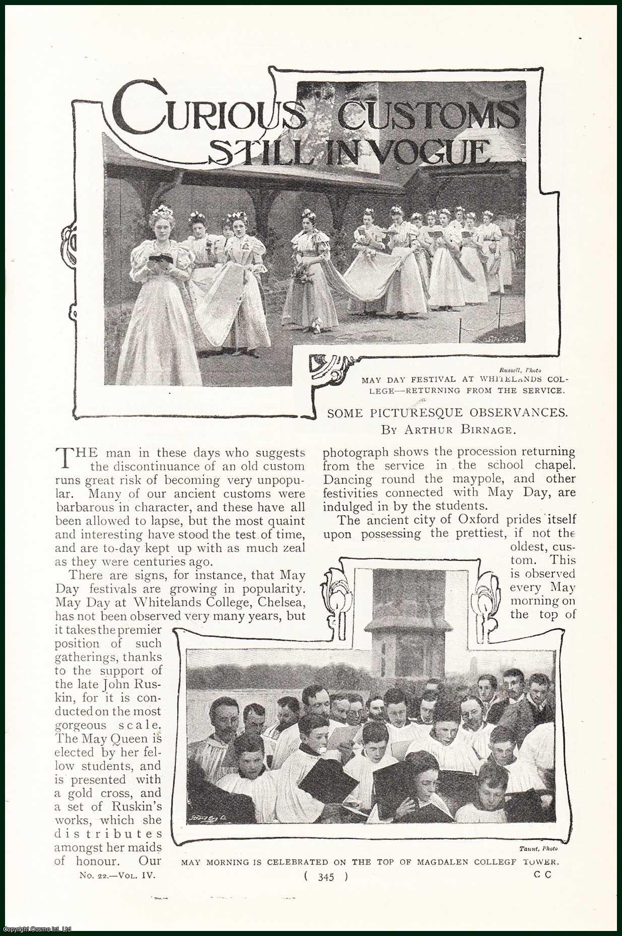 Arthur Birnage - Curious Customs Still in Vogue : Rushbearing ; May Day ; Dolce Domun ; Well Dressing & more. Some Pictureque Observances. An uncommon original article from the Harmsworth London Magazine, 1901.