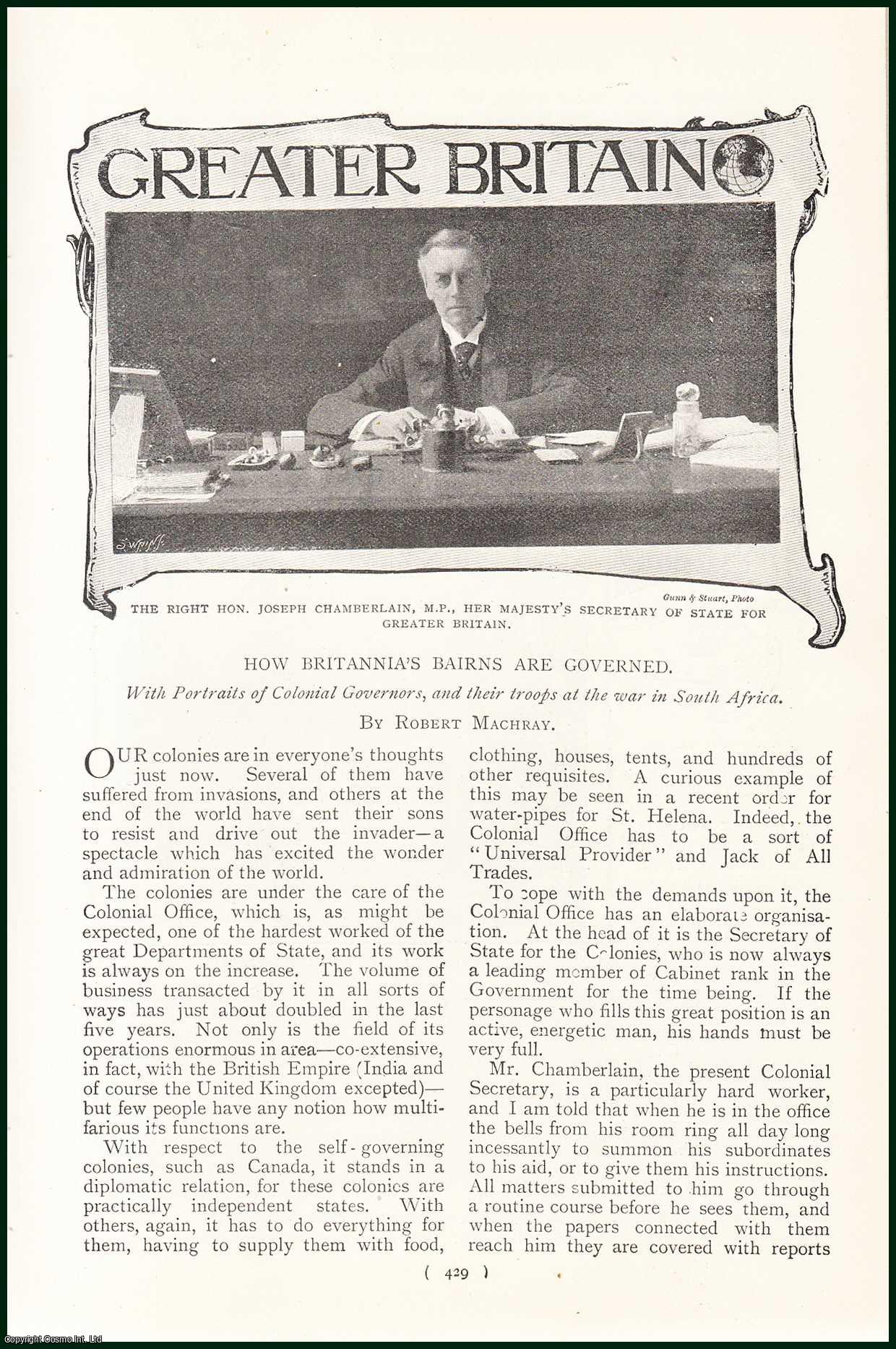 MACHRAY, ROBERT - Greater Britain. How Britannia's Colonies Are Governed. A rare original article from the Harmsworth London Magazine, 1901.