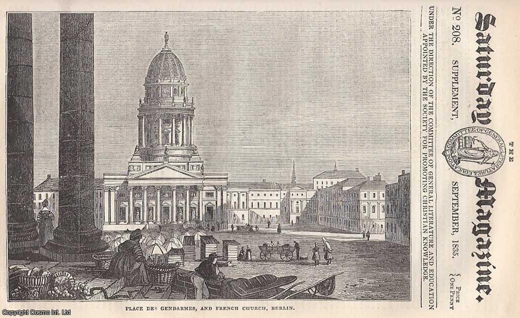 --- - Place Des Gendarmes, and French Church, Berlin. Some Account of Berlin. Issue No. 208. September, 1835. A complete rare weekly issue of the Saturday Magazine, 1835.
