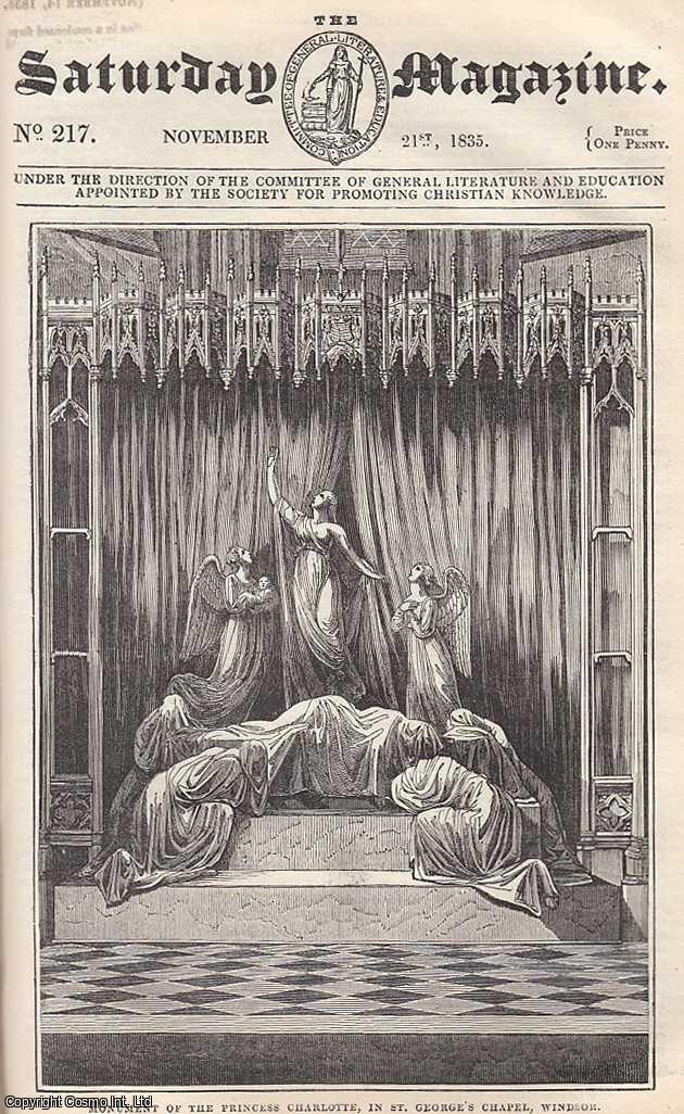 Saturday Magazine - The Bell-Bird ; Love for the Dead ; The Princess Charlotte of Wales ; Heat ; The Human Hand, etc. Issue No. 217, October 21st, 1835. A complete rare weekly issue of the Saturday Magazine, 1835.