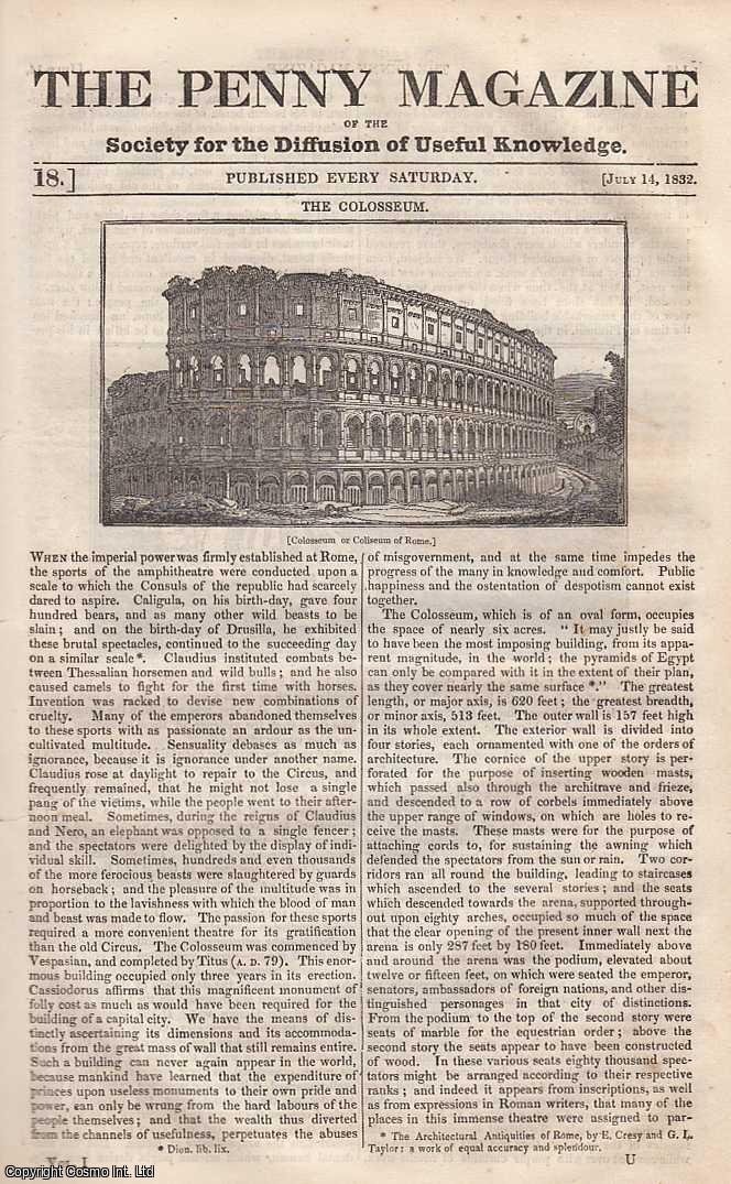 Penny Magazine - The Colosseum; Sale of the Spectator; Age of the Horse; Tobacco, etc. Issue No. 18, July 14th, 1832. A complete original weekly issue of the Penny Magazine, 1832.